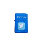 Zippo Style Lighter Blue Metal Body With 5 Pcs Flint Stone