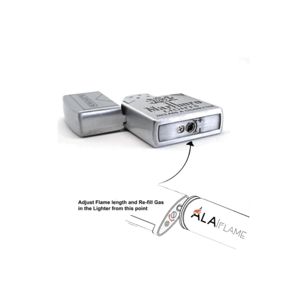 Zippo Style Lighter Silver Buten Gas Metal Body With 5 Pcs Flint Stone - Image 3